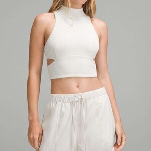 lululemon athletica White Ribbed High-Neck Crop Tank